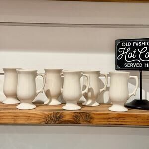Vintage DCC Pedestal Irish Coffee Mugs Set of 6 white Restaurant Ware stoneware